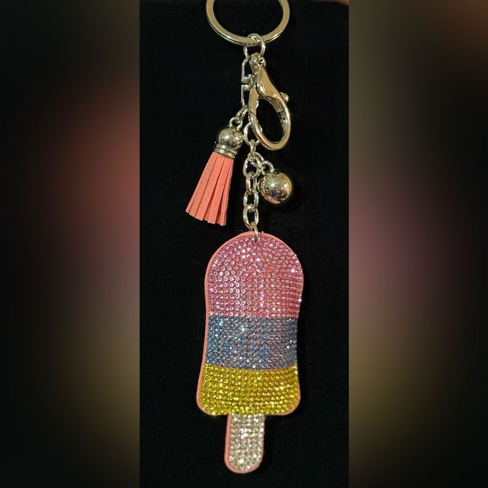 Colorful Popsicle Rhinestone Bag Charm Keyring